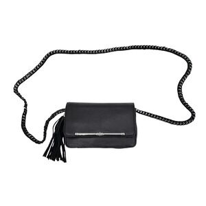 Aimee Kestenberg Black Leather Crossbody Bag Chain Strap, Tassel, Classic Style